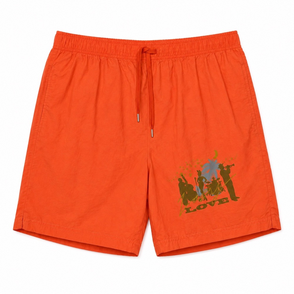 Playboy x PacSun Love Nylon Swim Trunks Neon Orange Large